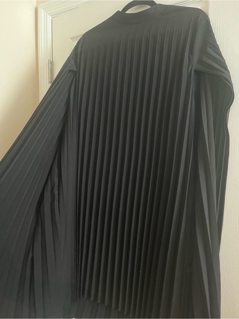 Black Pleated cape- Sleeve Dress